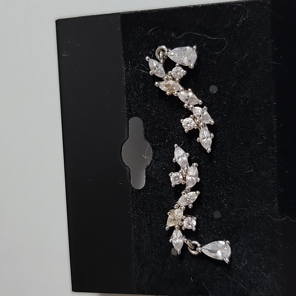 .925 Cubic zirconia Earring cuffs climbing earings long post pierced ears